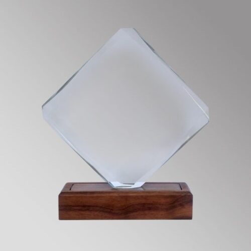 Galvano Cristal con Base de Madera II