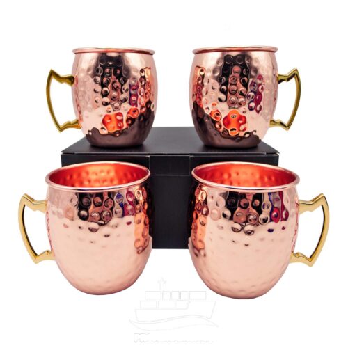 Set de 4 Mugs Encobrizados Martillados