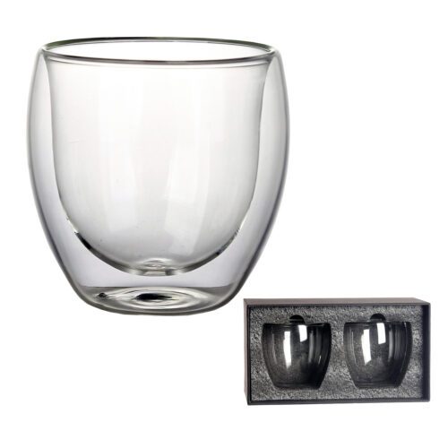 Set de 2 vasos de vidrio doble pared.