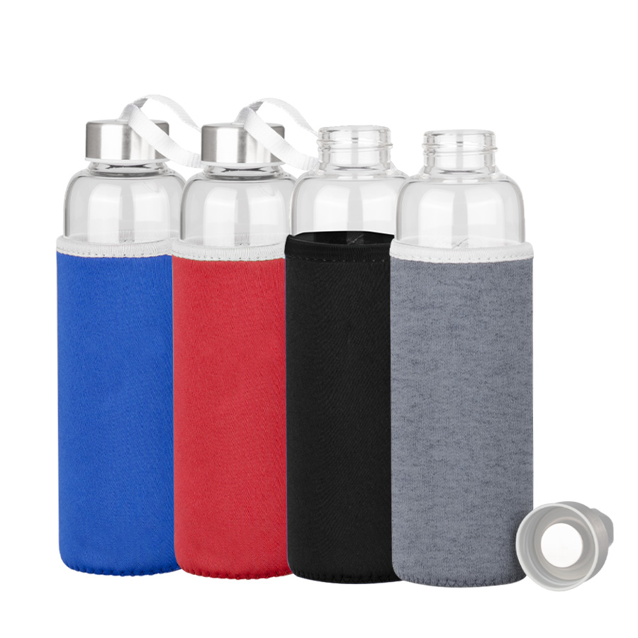 Botella de Vidrio Borosilicato con Funda de Neopreno 580cc.