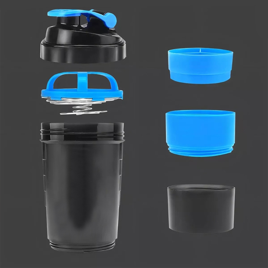 Vaso Gym para batidos proteína SHAKE, con 4 compartimentos