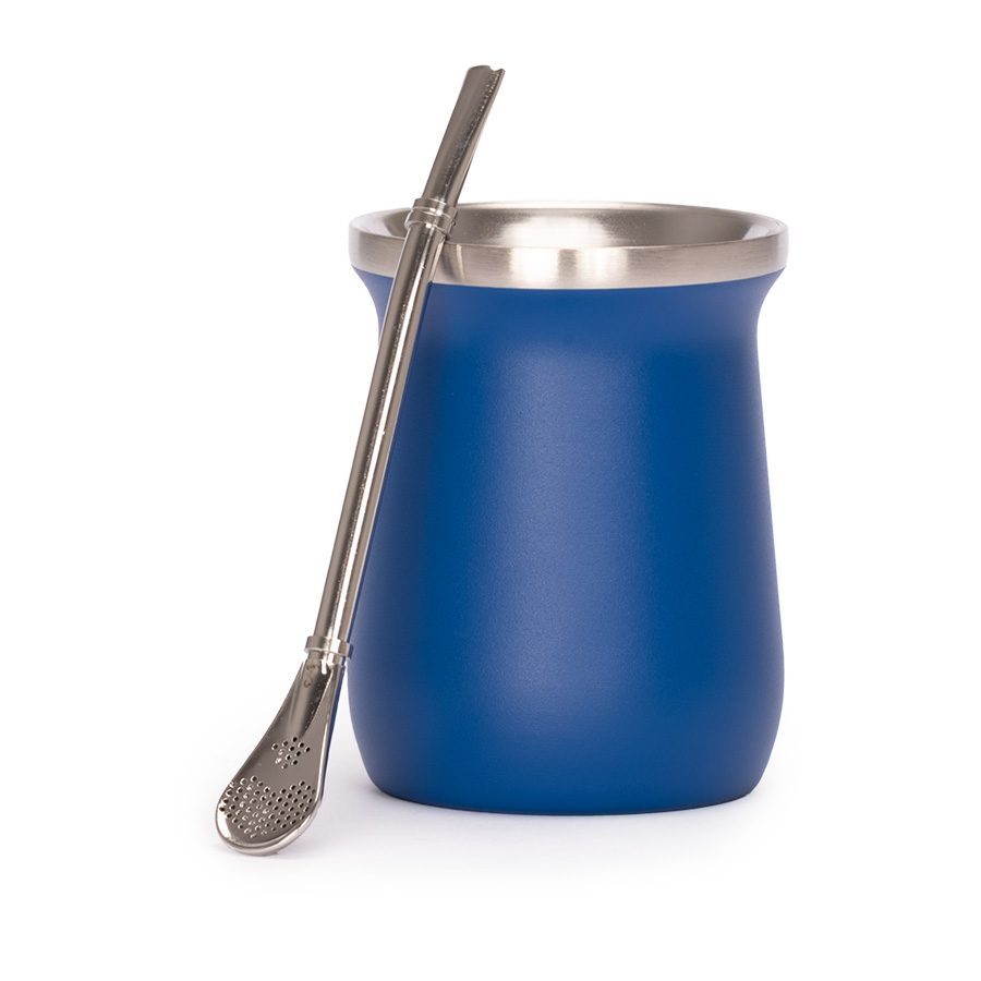 Vaso Térmico metálico MATE  300ml. con Bombilla