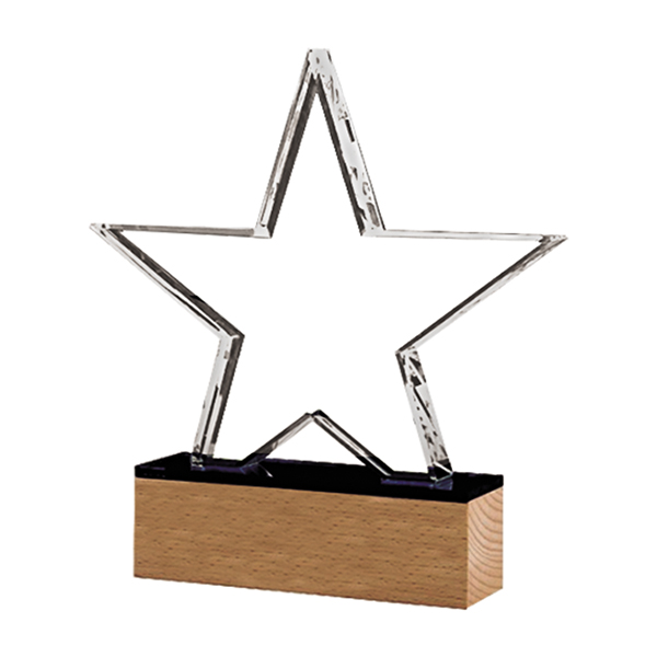 Galvano Cristal con Base de Madera