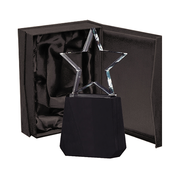 Galvano Cristal con Base de Madera