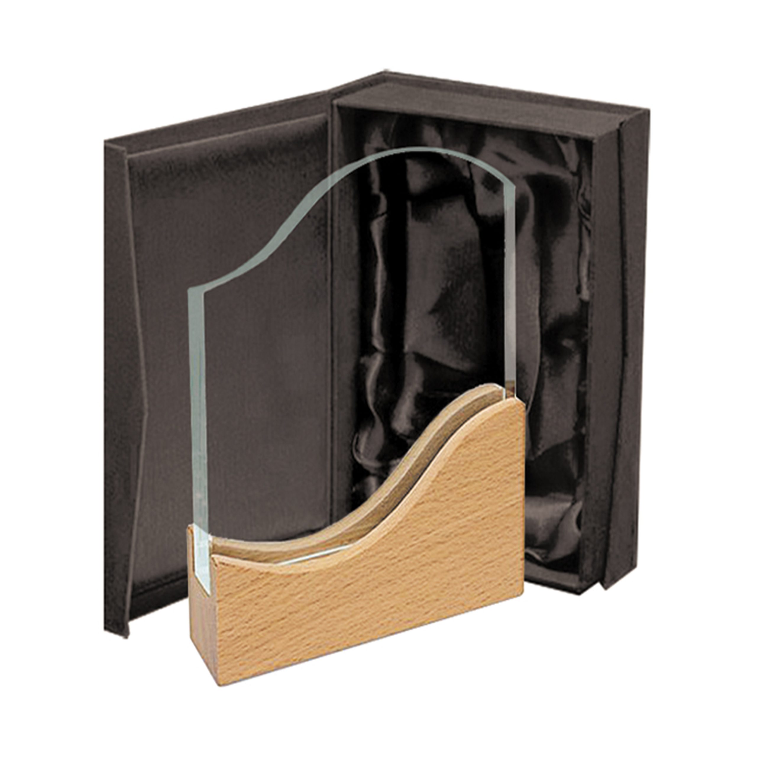 Galvano Cristal con Base de Madera
