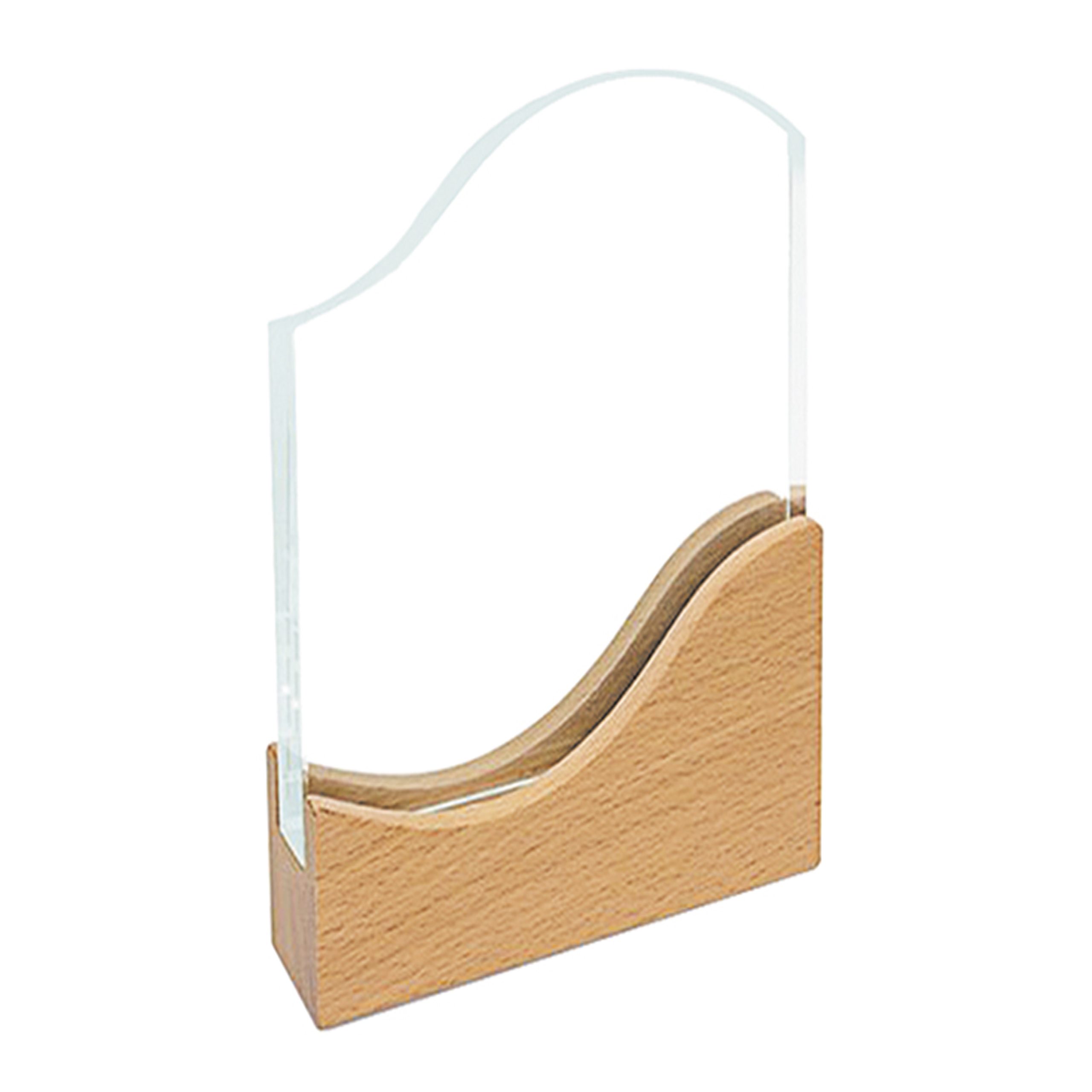 Galvano Cristal con Base de Madera