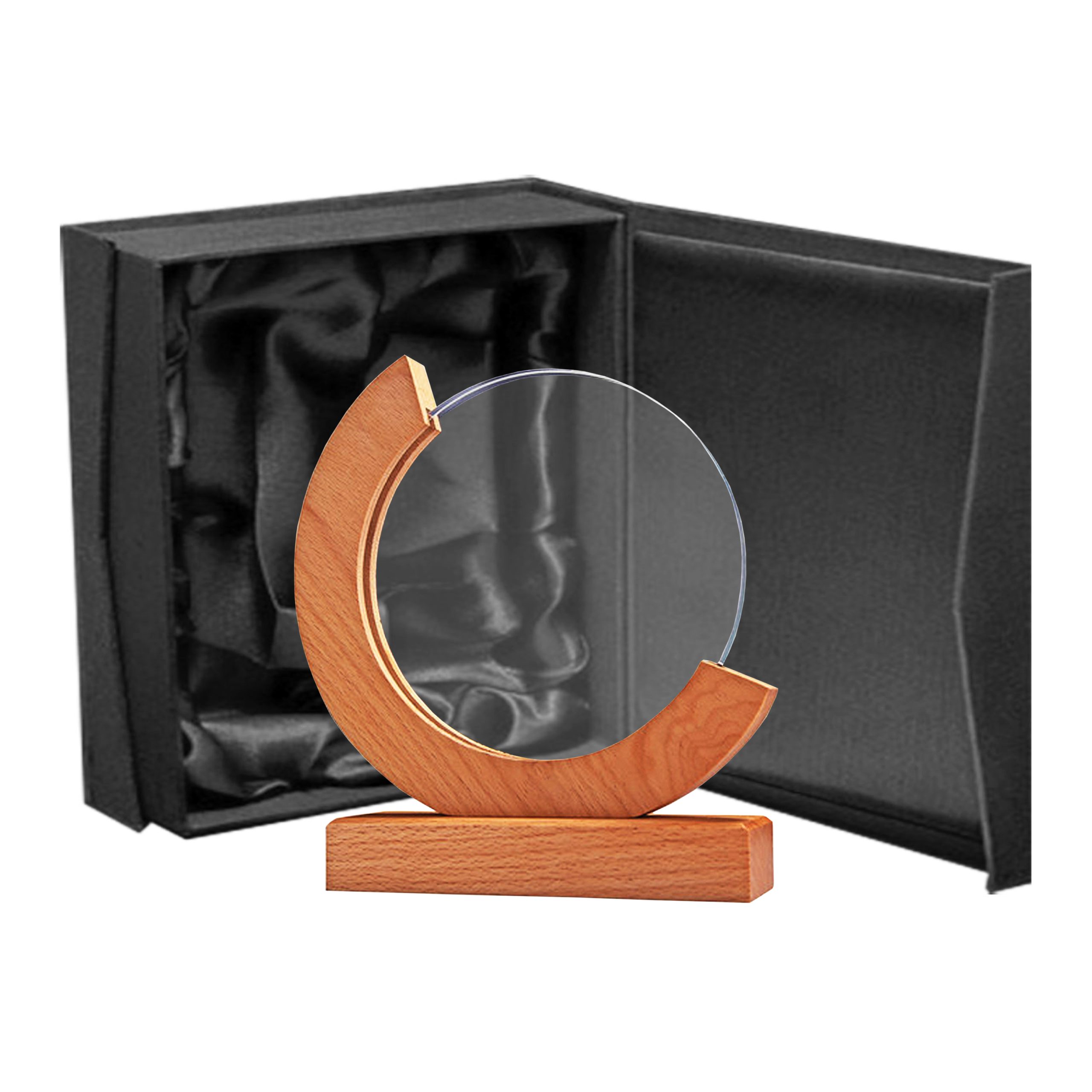 Galvano Cristal con Base de Madera