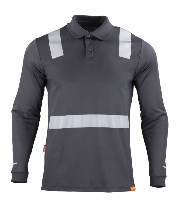 Polera Polo Hibrida con Cinta Reflectiva Manga Larga Hombre