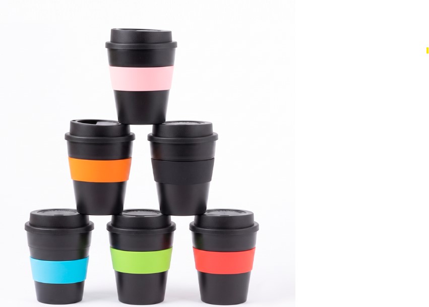Mug Express Cup BLACK 356cc con banda silicona