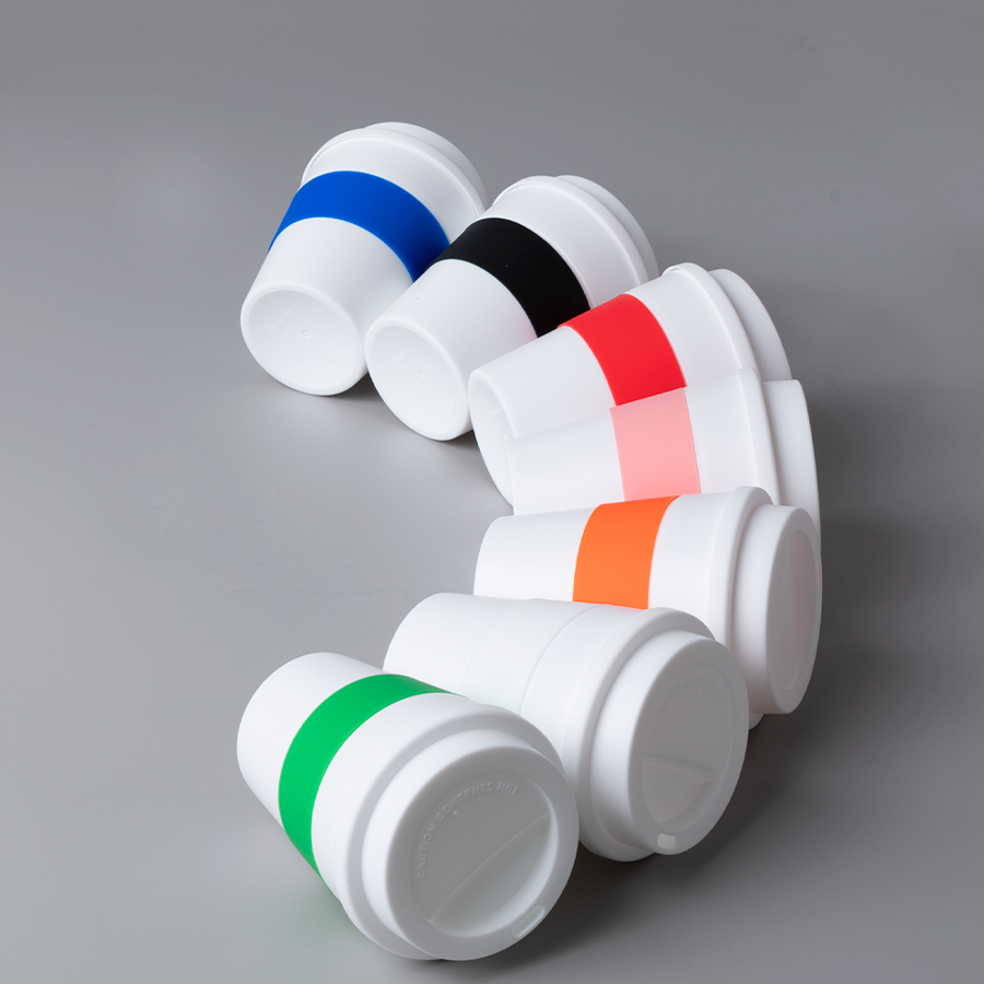 Mug Express Cup WHITE 356cc con banda silicona 