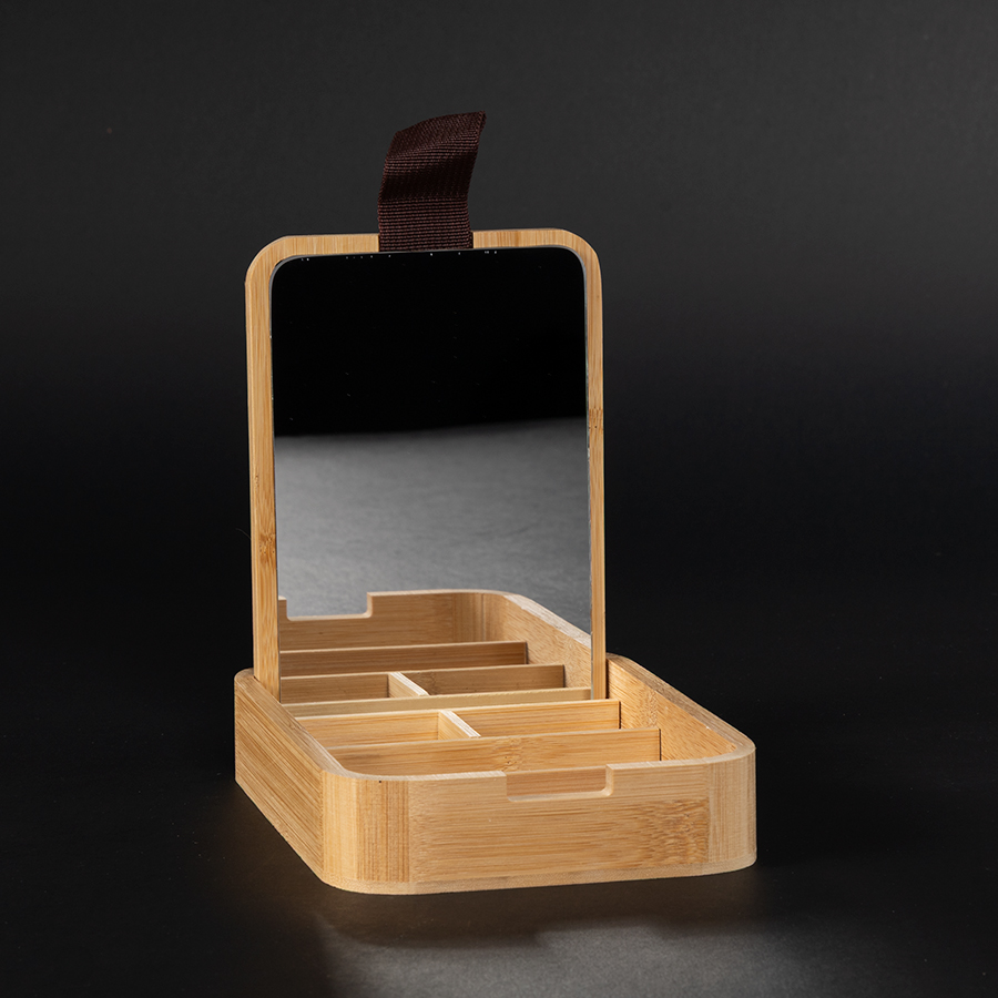 Caja organizadora de Bamboo con espejo ANNA