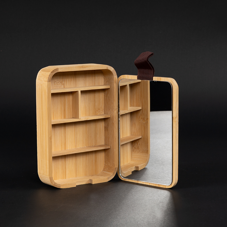 Caja organizadora de Bamboo con espejo ANNA